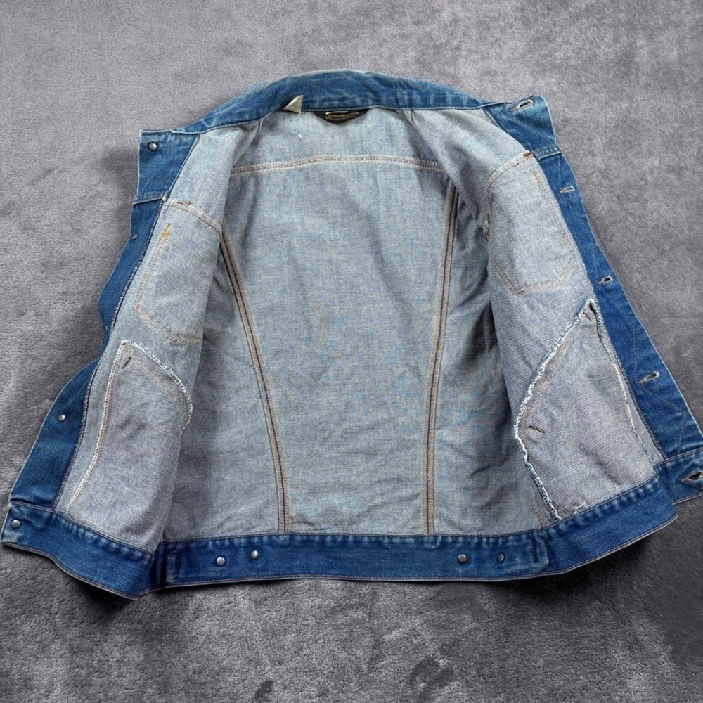 Wrangler Trucker Jacket 126MJ Mens 42 M-L Blue No-Fault Denim USA 70s Sanforset - Picture 8 of 12